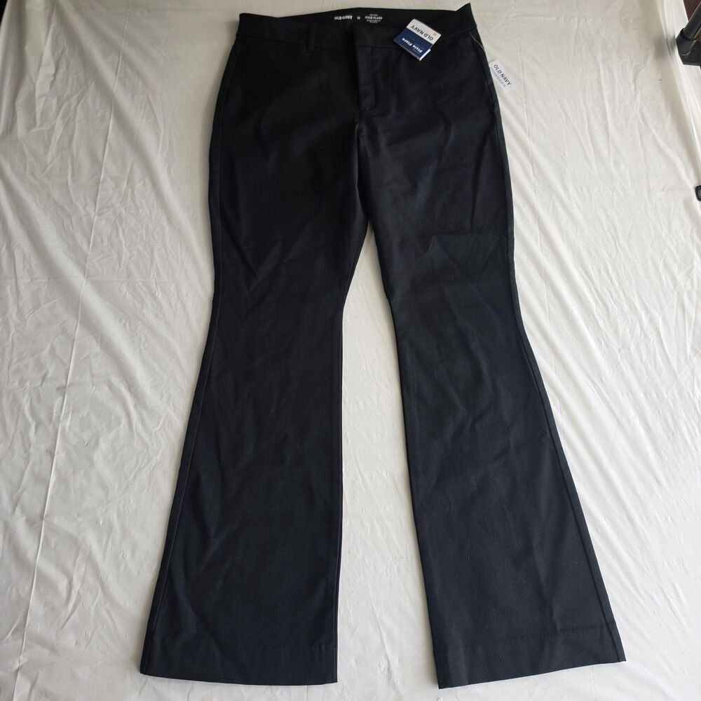 Old Navy Pants Womens 12 Black Pixie Flare High Rise Dress Twill Stretch Office